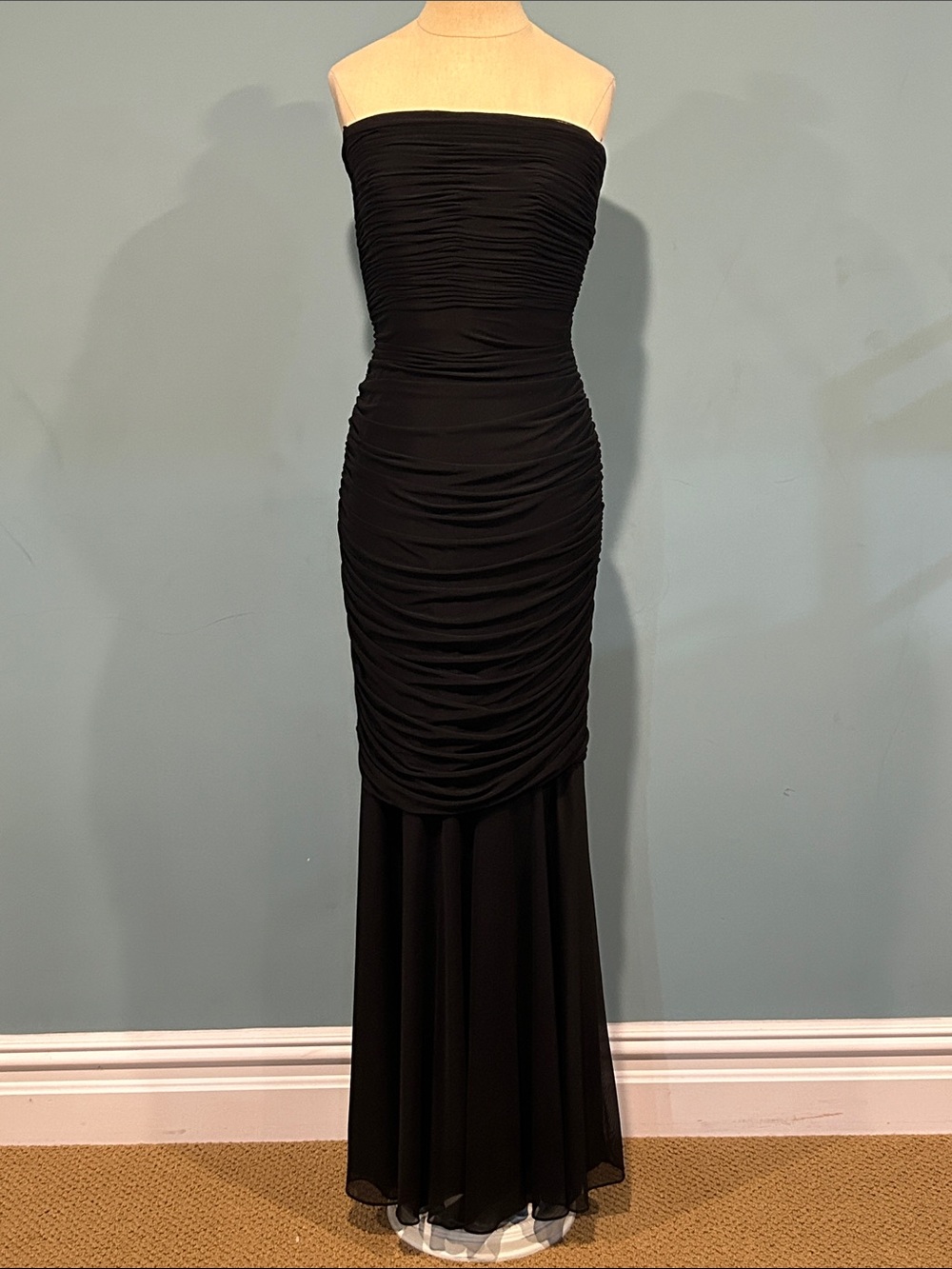 Tadashi Collection Strapless Ruched Maxi Dress sz Small Wedding Formal